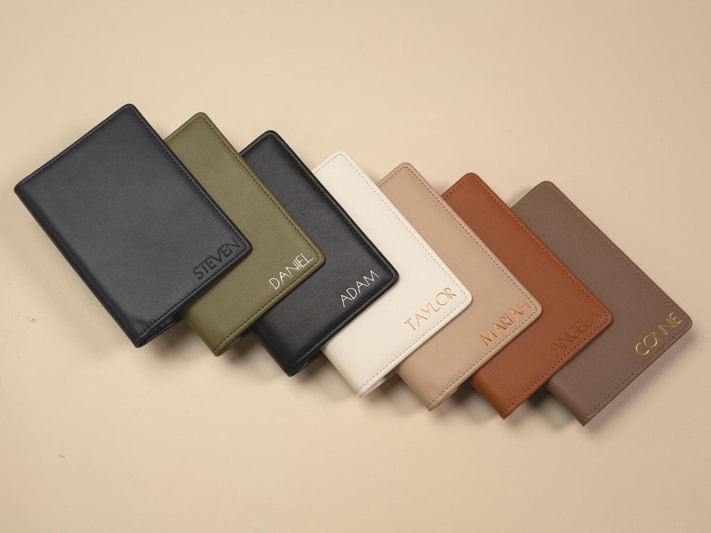 Embossed leather passport holder - custom monogram name travel wallet, traveler, personalized gift idea for wife mom mum mommy grandma