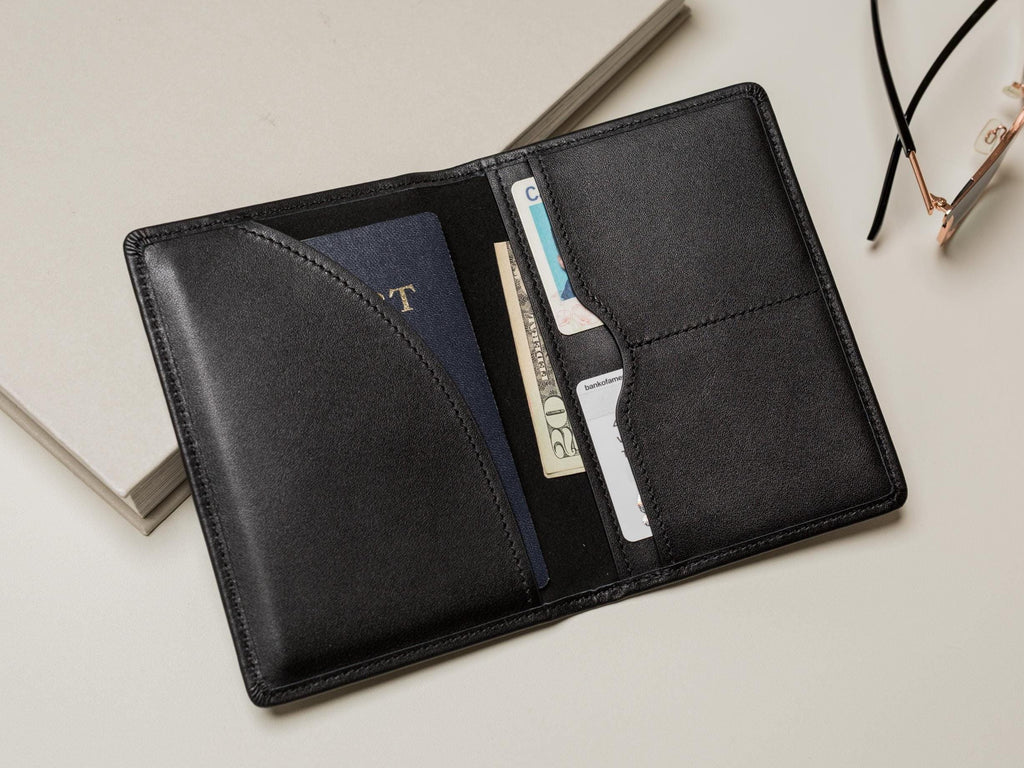 Embossed Name Leather Passport Holder, Luggage tag, Diamond Keychain (3 pcs Set) - Gift for wife, bride, groom honeymoon, 3rd anniversary