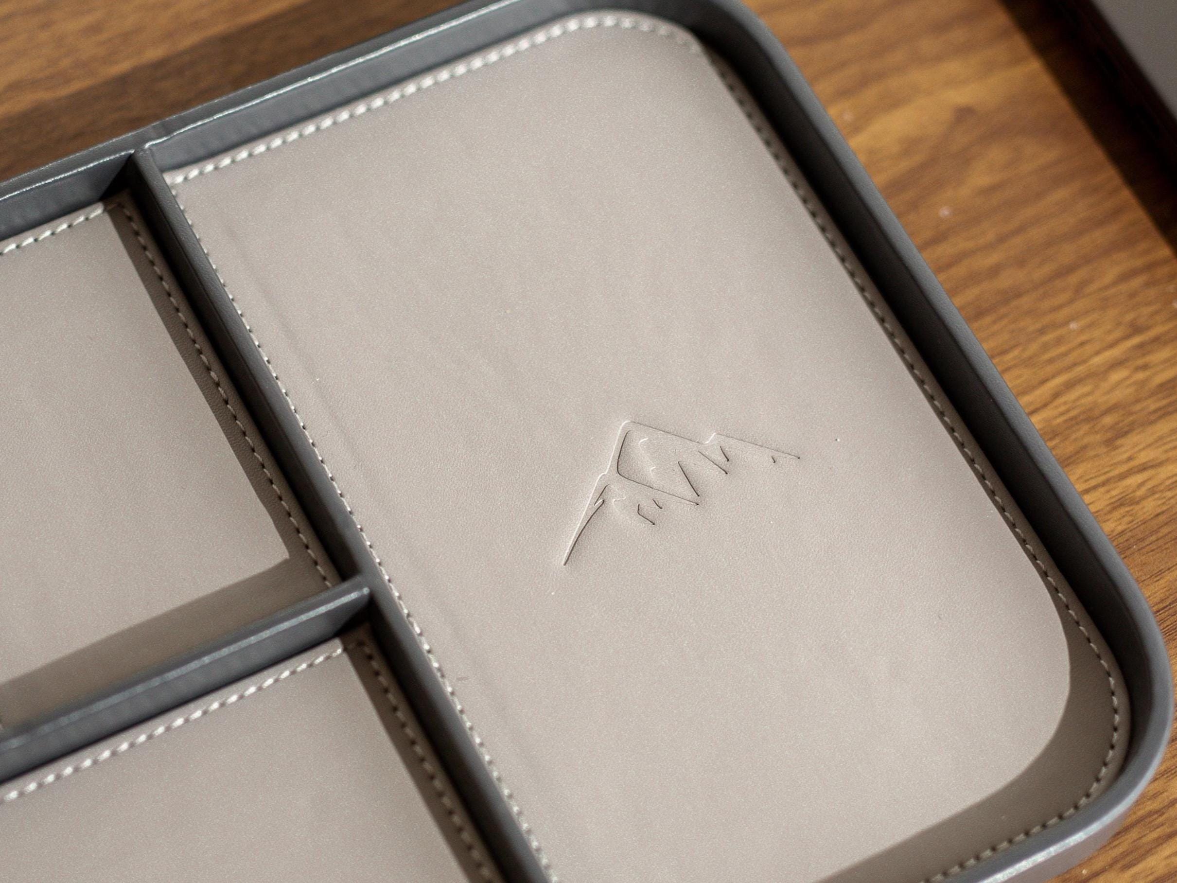 PU Leather Multitray - Catchall valet tray compartments embossed mountain gift for husband boyfriend office desk decor cabin (Ready to Ship)