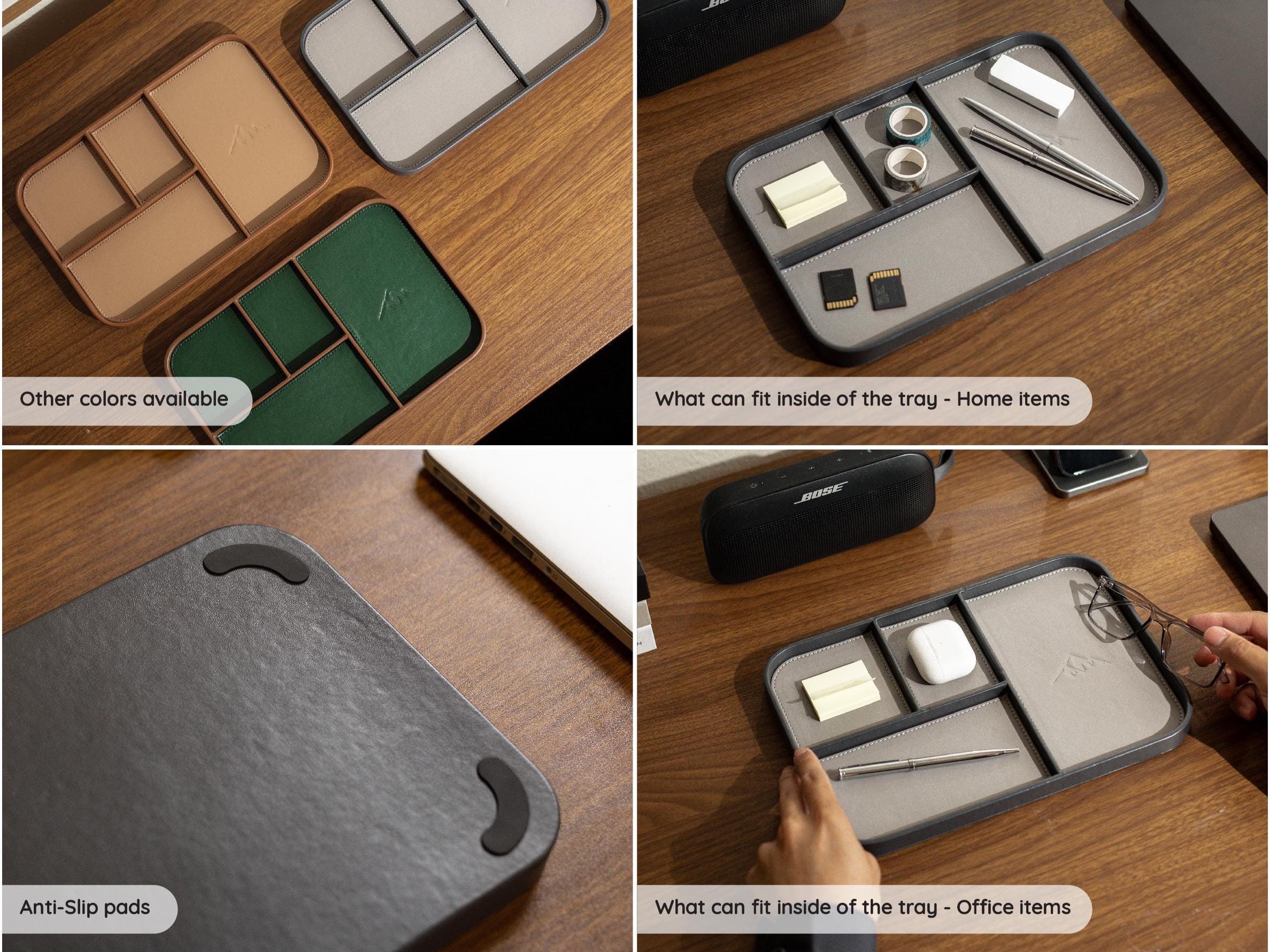 PU Leather Multitray - Catchall valet tray compartments embossed mountain gift for husband boyfriend office desk decor cabin (Ready to Ship)