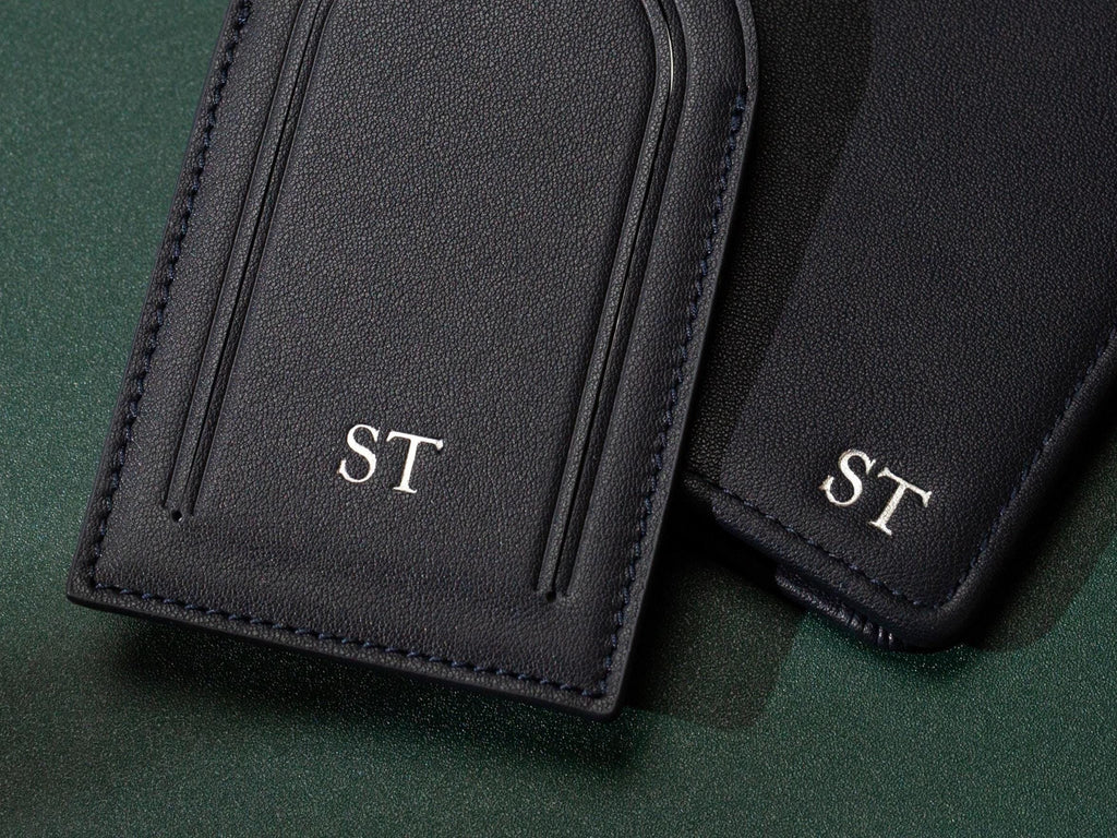 Embossed Leather Passport Holder & Luggage Tag Set (Small Kennerly) - Custom monogram gift personalized wedding couples honeymoon engagement
