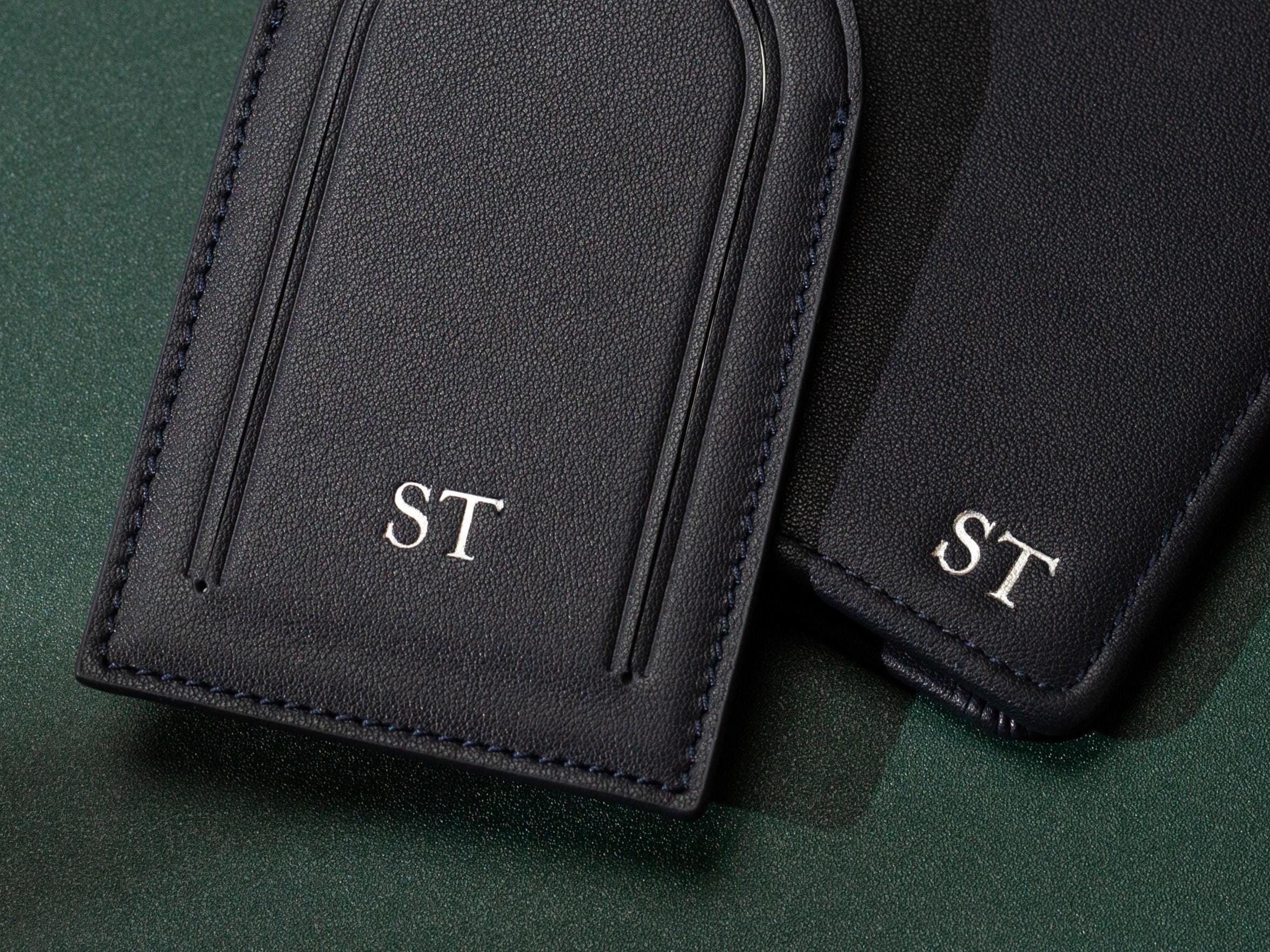 Embossed Leather Passport Holder & Luggage Tag Set (Small Kennerly) - Custom monogram gift personalized wedding couples honeymoon engagement