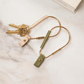 Gold Brass Leather Carabiner Keychain w/ Optional Tassel - Teardrop Pear, leather key ring, key fob for woman, unique minimalistic gift
