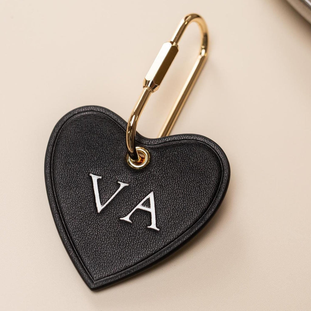 Embossed Keychain Embossed Heart Leather Keychain - genuine leather, modern key rings, c ...