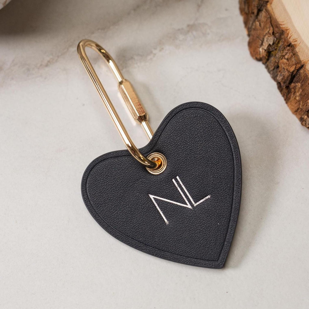 Embossed Keychain Embossed Heart Leather Keychain - genuine leather, modern key rings, c ...