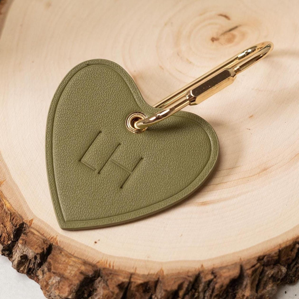Embossed Keychain Embossed Heart Leather Keychain - genuine leather, modern key rings, c ...
