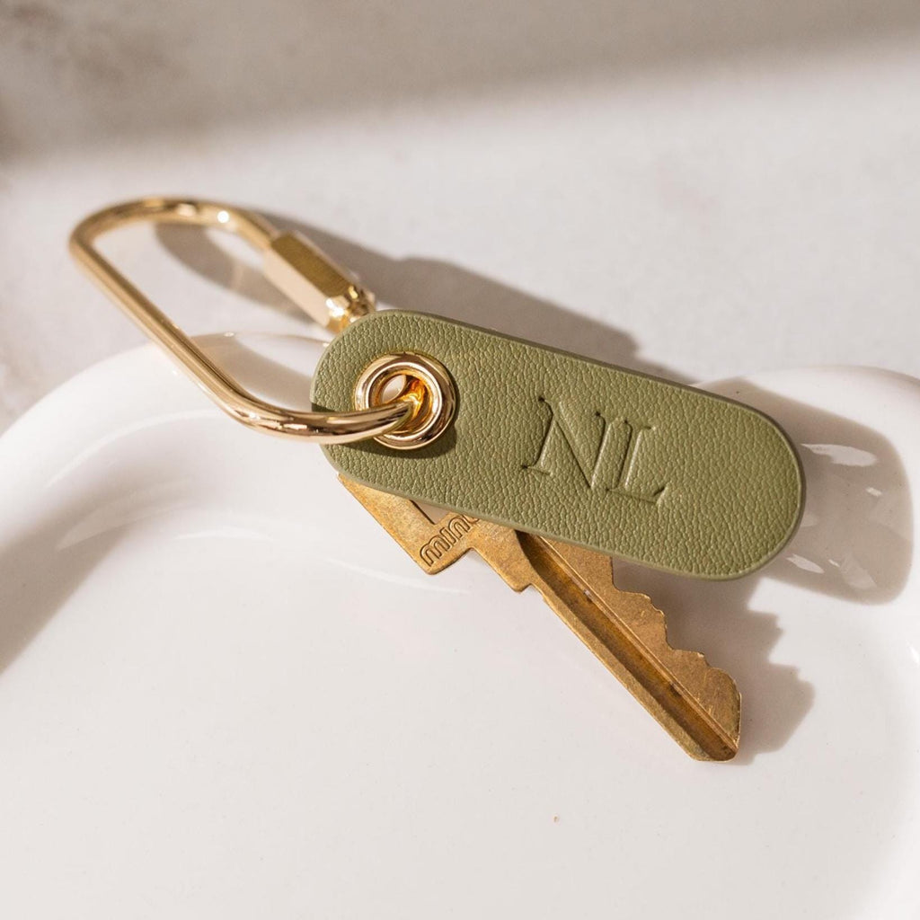 Embossed Keychain Embossed Leather Tag Keychain - modern key rings, custom monogrammed z ...