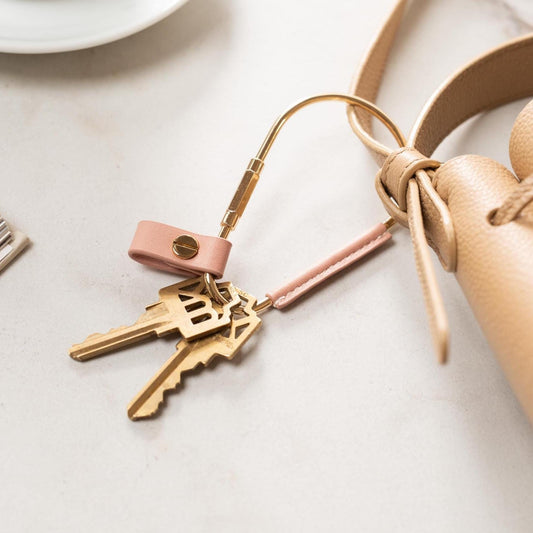Gold Brass Leather Carabiner Keychain w/ Optional Tassel - Teardrop Pear Shaped, leather key ring, key fob for woman, unique gift, bag charm