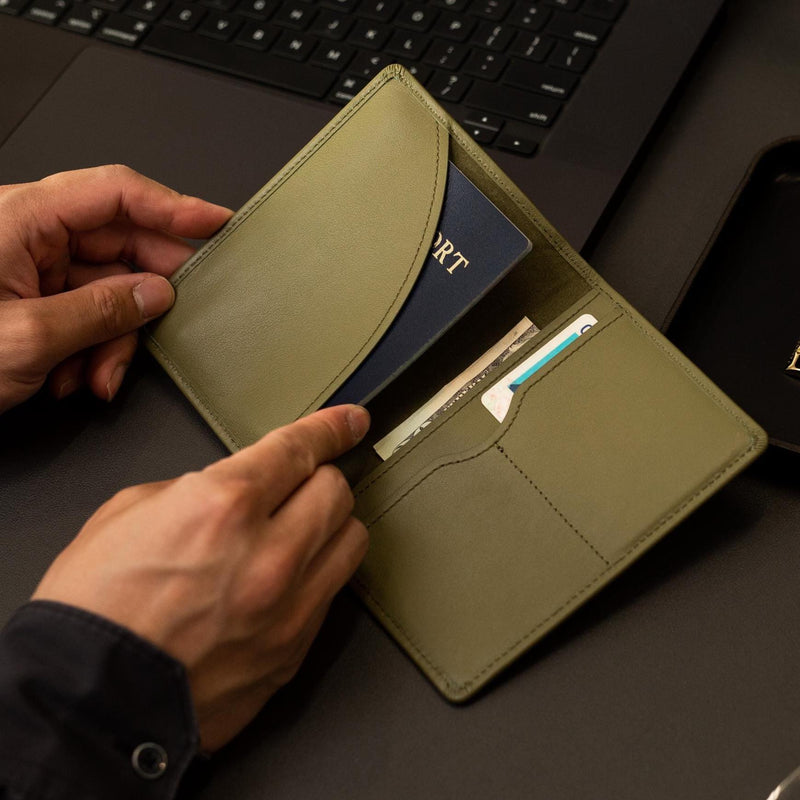 Embossed Leather Passport Holder (Small Kennerly) - Custom monogram gift personalized wedding couples honeymoon personalized travel gift