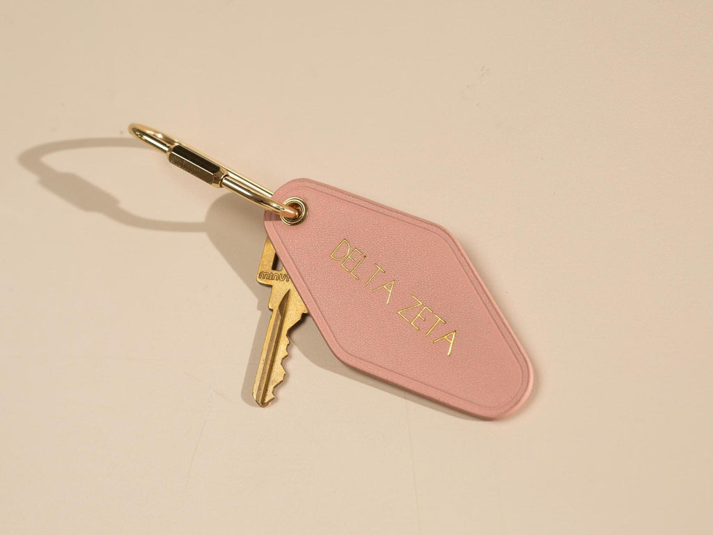 Embossed Diamond Leather Keychain XS Names - modern key chain fob, travel luggage bag tag, vintage style hotel motel office keys ring
