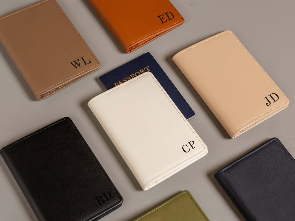 Nappa Passport Holder - Engraved Custom Name Monogram Inside Message Quote Genuine Leather Anniversary Gift Business Traveler Best Friend
