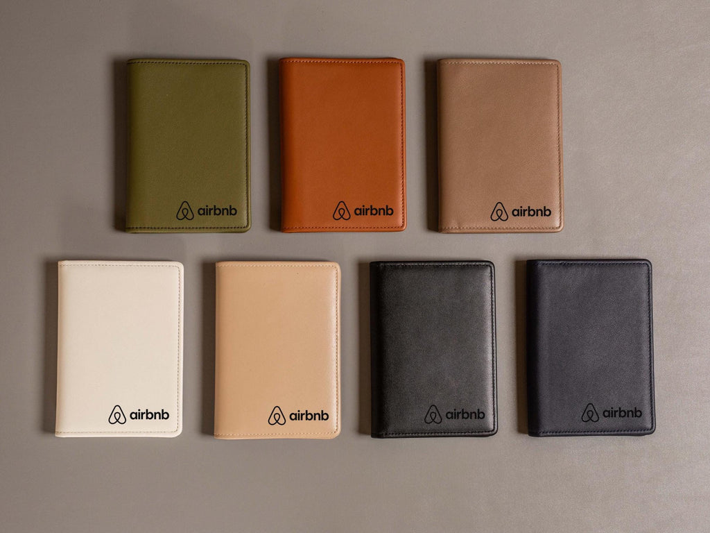 Nappa Passport Holder - Engraved on Genuine Leather Logo Company Corporate Gift Retirement Custom Inside Message Executive C-Suite Swag