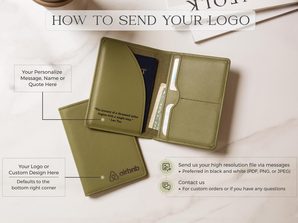 Nappa Passport Holder - Engraved on Genuine Leather Logo Company Corporate Gift Retirement Custom Inside Message Executive C-Suite Swag