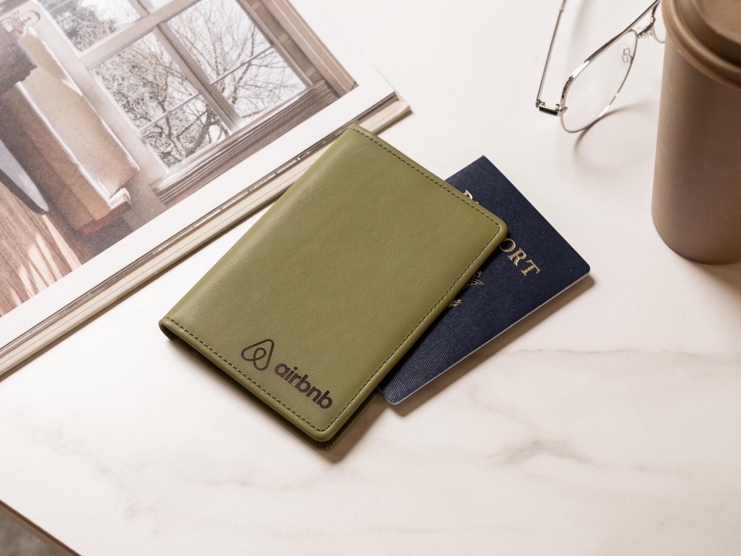 Nappa Passport Holder - Engraved on Genuine Leather Logo Company Corporate Gift Retirement Custom Inside Message Executive C-Suite Swag