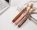 Embossed Nappa Leather Wristlet Keychain - Personalized Key Strap with Name or Initial, Modern Minimal Custom Accessory for for Purse Bag