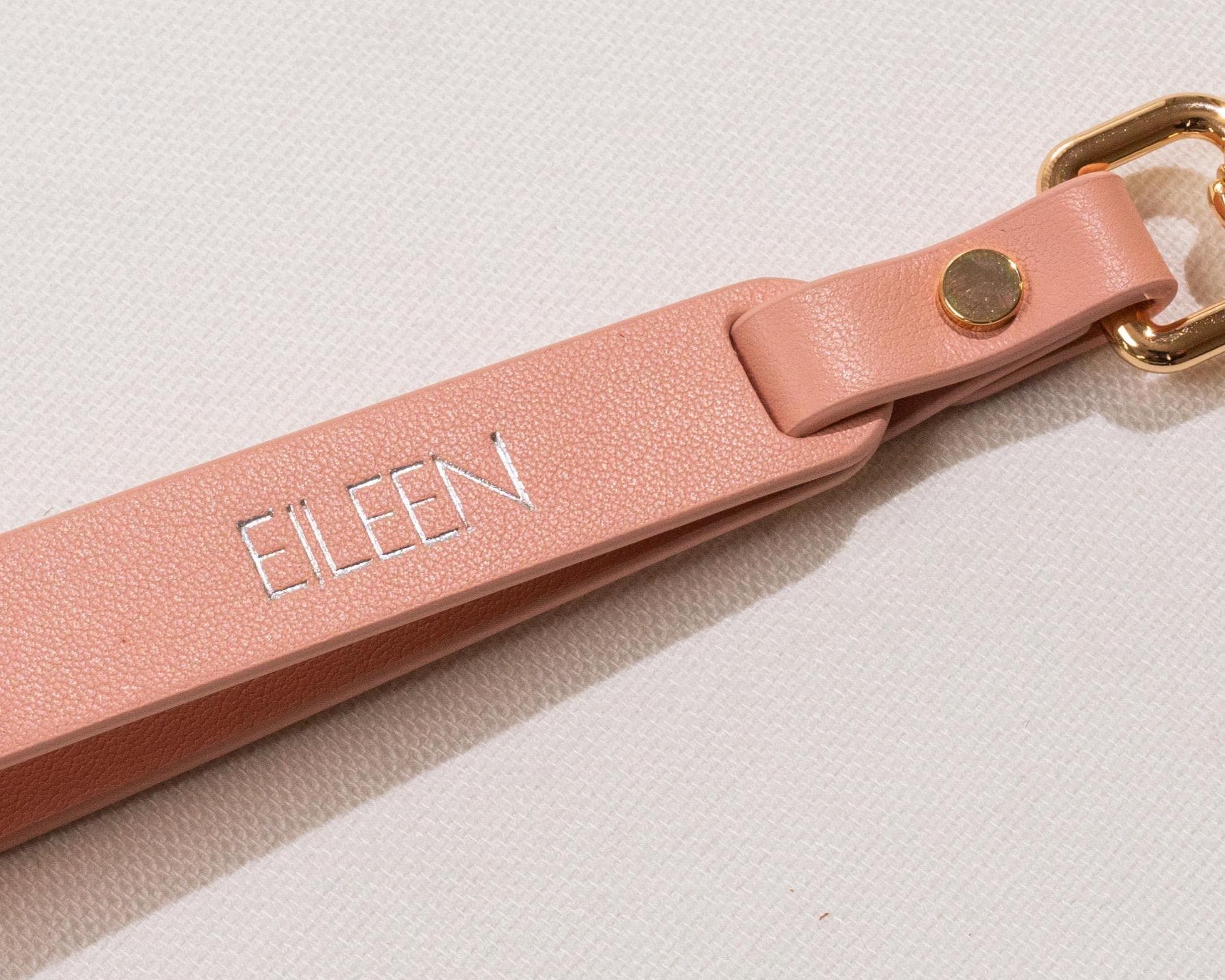 Embossed Nappa Leather Wristlet Keychain - Personalized Key Strap with Name or Initial, Modern Minimal Custom Accessory for for Purse Bag