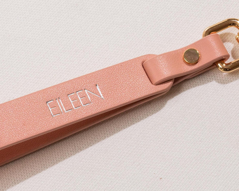 Embossed Nappa Leather Wristlet Keychain - Personalized Key Strap with Name or Initial, Modern Minimal Custom Accessory for for Purse Bag