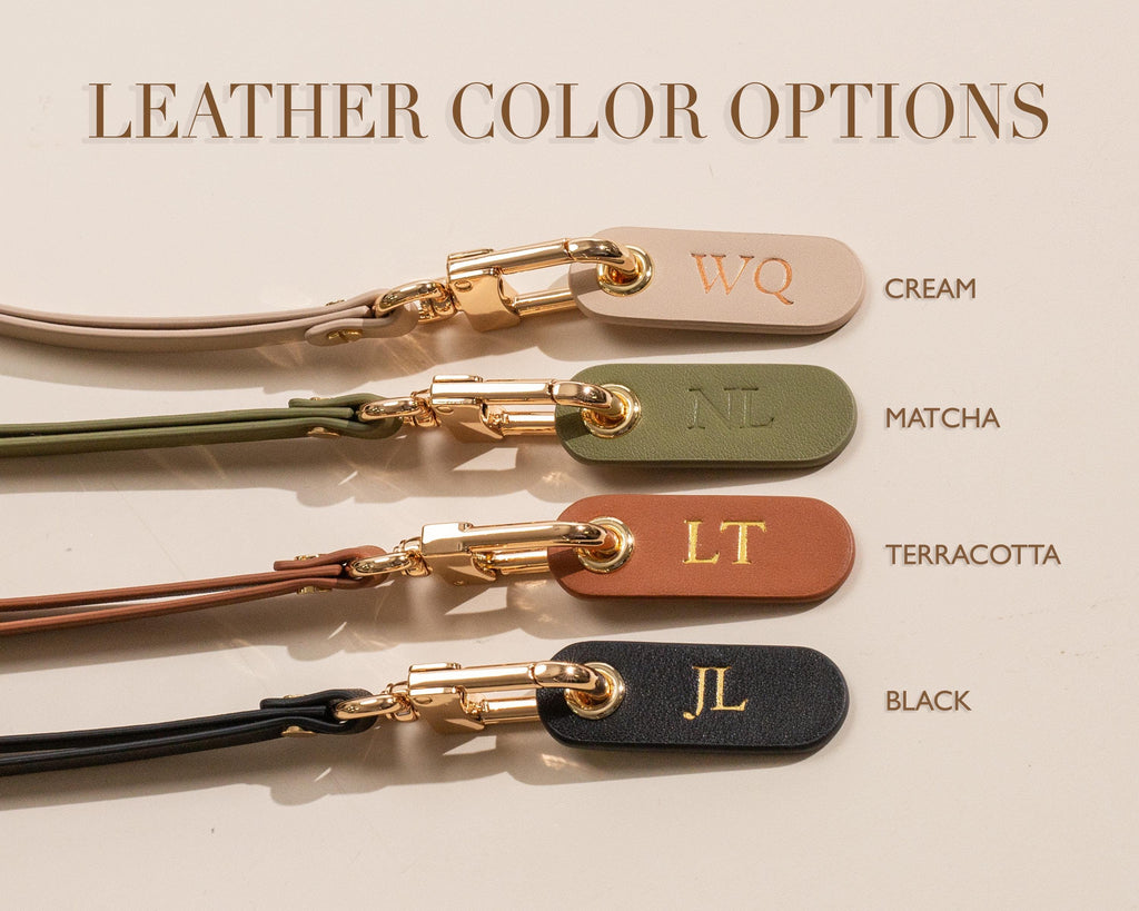 Nappa Leather Lanyard with Embossed Tag Keychain – Personalized Neck Key Holder ID Badge, Minimalist Office Accessory, Custom Initial Gift