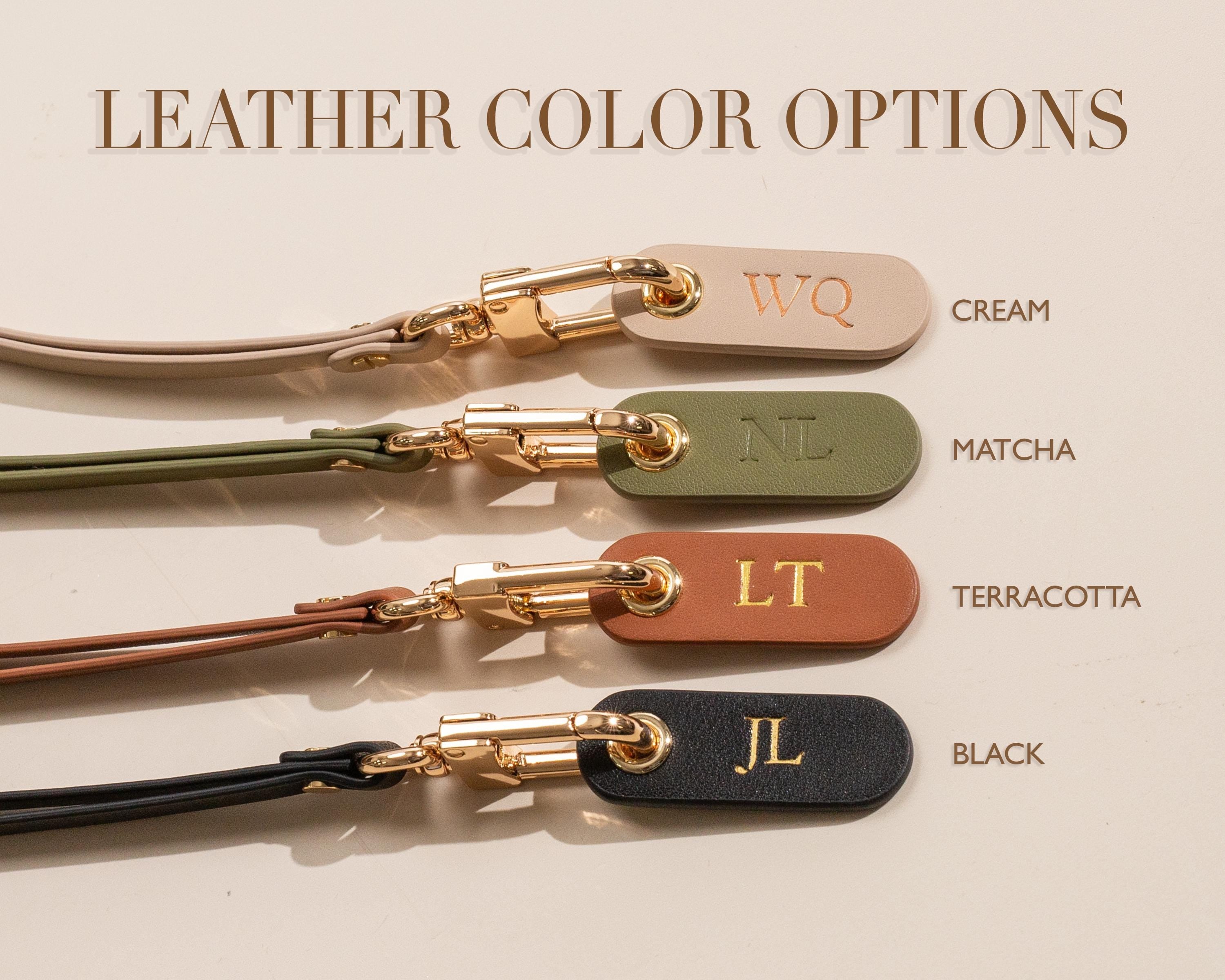 Nappa Leather Lanyard with Embossed Tag Keychain – Personalized Neck Key Holder ID Badge, Minimalist Office Accessory, Custom Initial Gift