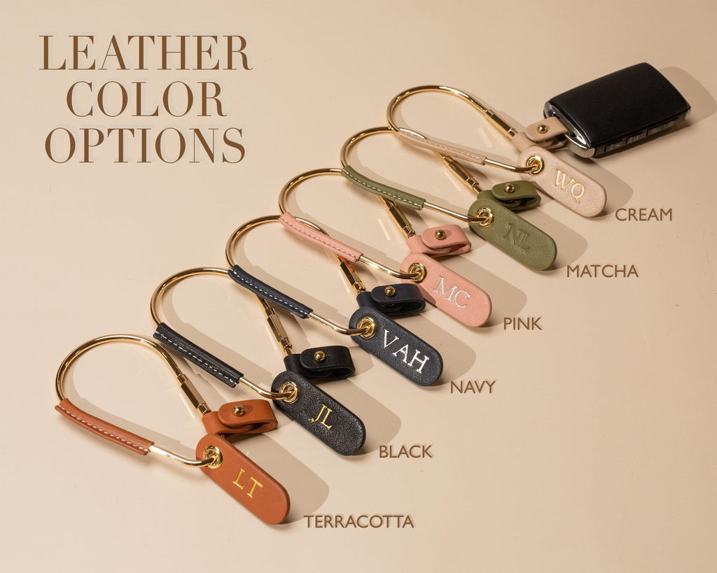 Embossed Mini Tag with Carabiner Keychain - Personalized Accessory, Minimal Nappa Leather Bag Charm, Simple Practical Gift Idea For Her