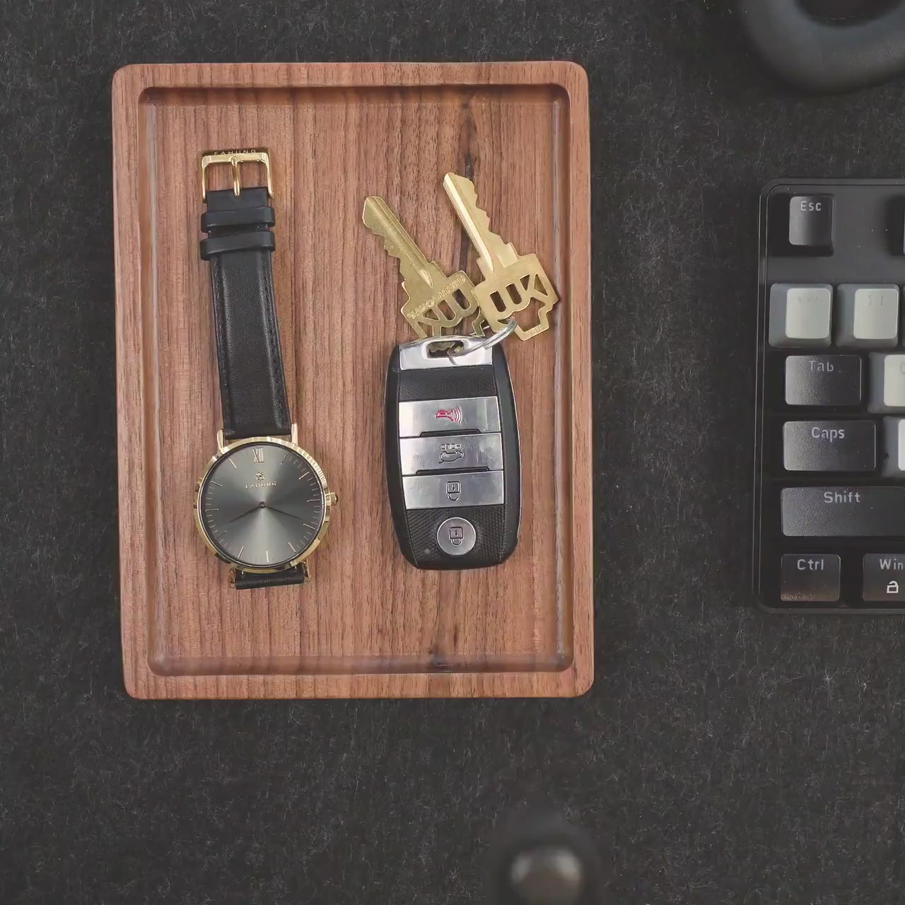 Embossed Leather Strap Key Chains (Initial) - Custom Mens Monogram Keychain Wristlet, Personalized Gift for Him Husband Dad Father Boyfriend