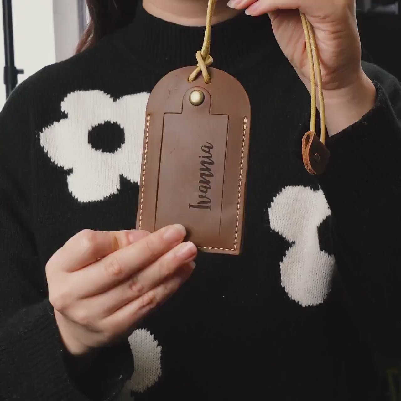 Engraved luggage tag with contact card - leather travel bag name tag, wedding party favor, work coworker gift, wedding travel honeymoon