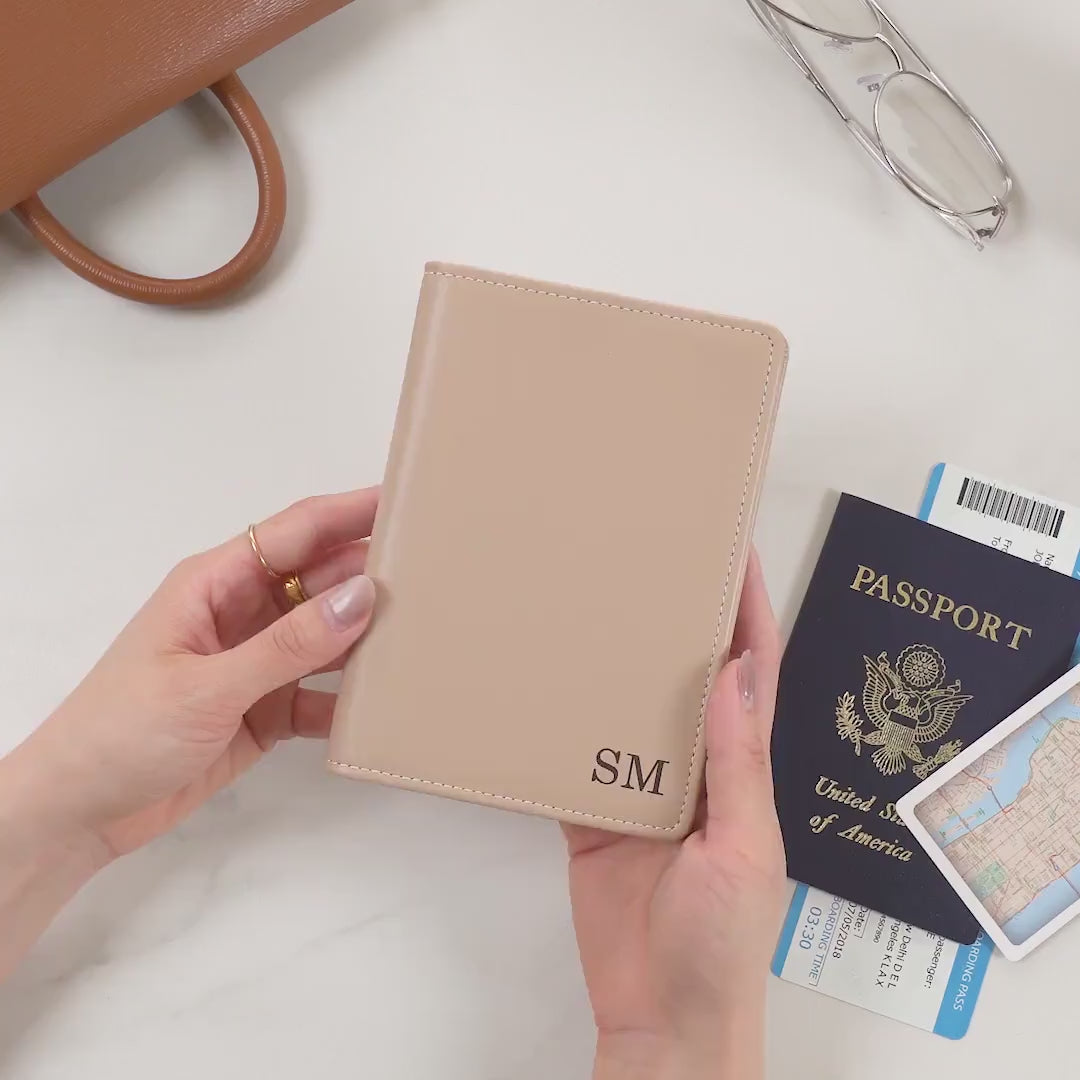 Nappa Passport Holder - Engraved Custom Name Monogram Inside Message Quote Genuine Leather Anniversary Gift Business Traveler Best Friend