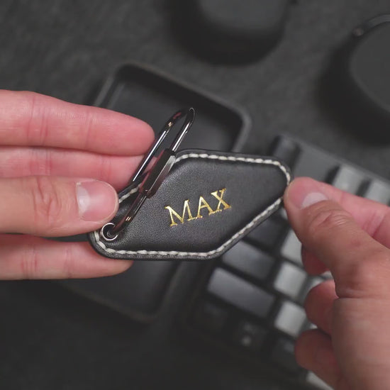 Embossed Diamond Leather Keychains (Name) - Modern Leather Keychain Fob, Custom Gift for New Driver, Student Car Key Holder, Back to School