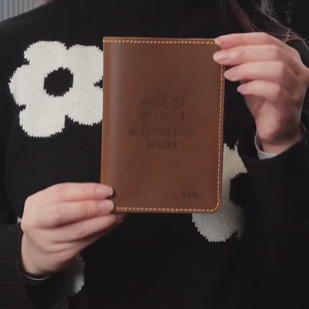 Engraved passport holder & luggage tag set - leather set 3rd anniversary gift monogram wallet, gift for mom dad, gift for grandma from kids