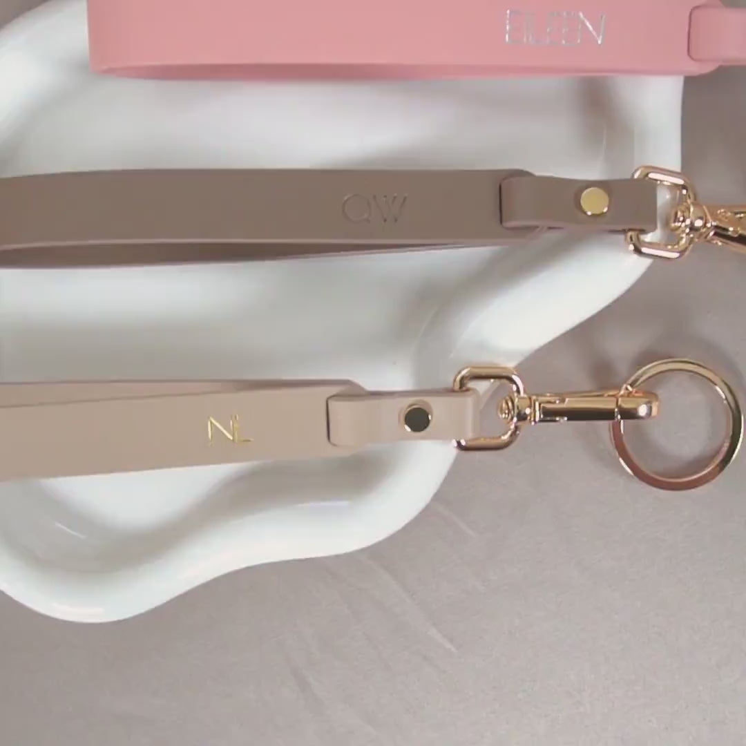 Embossed Nappa Leather Wristlet Keychain - Personalized Key Strap with Name or Initial, Modern Minimal Custom Accessory for for Purse Bag